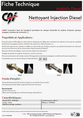 Carburant et transfert - Additifs - Nettoyant injection diesel 300 ml