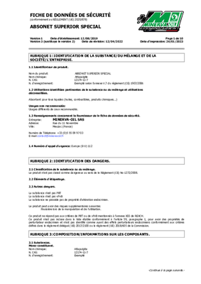 Consommables atelier - Nettoyants - Absorbant