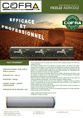 Consommables récolte - Filet - Filet agricole SPIDERNET